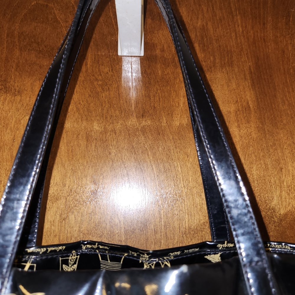 Black Tote Bag with Cocktail Print - Picture 2 of 7